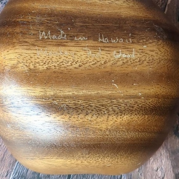 Lot 2 VTG Monkey Pod Wood Bowls Hawaiian MCM Salad Trinket‎ Country Decor - Picture 3 of 7